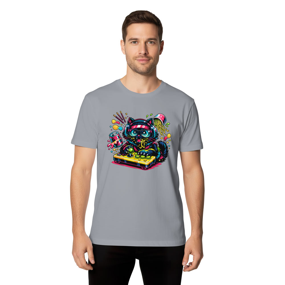 Anime Otaku Cat Neon Neko T-Shirt - Late-Night Gaming Sessions