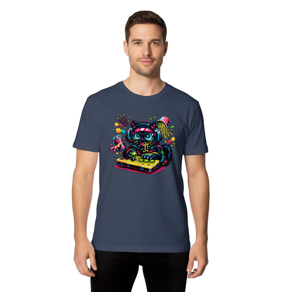 Synthwave Neko Snack Attack Graphic T-Shirt
