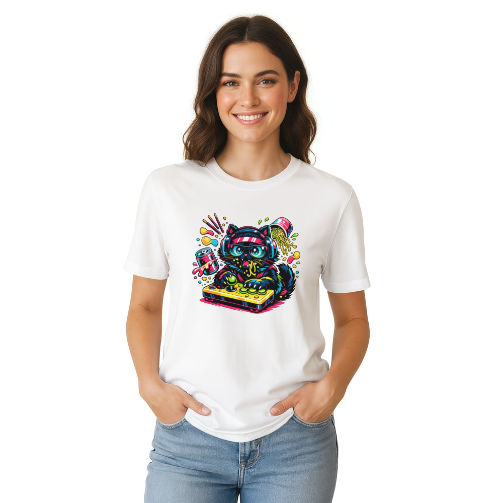 Anime Otaku Cat Neon Neko T-Shirt - Late-Night Gaming Sessions