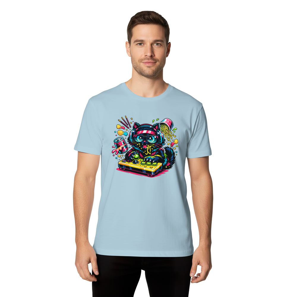 Anime Otaku Cat Neon Neko T-Shirt - Late-Night Gaming Sessions