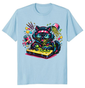 Anime Otaku Cat Neon Neko T-Shirt - Late-Night Gaming Sessions