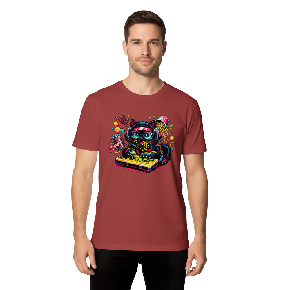 Anime Otaku Cat Neon Neko T-Shirt - Late-Night Gaming Sessions