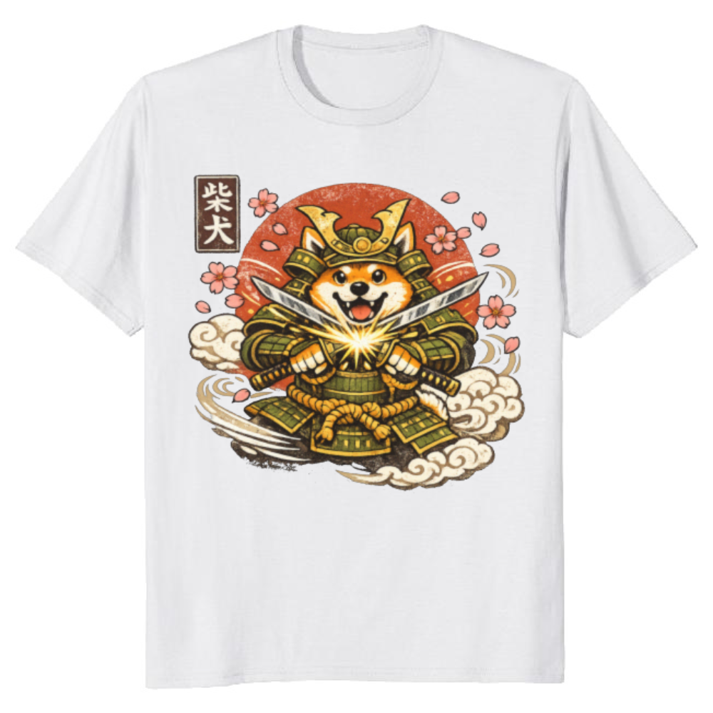 Shiba Samurai Graphic T-Shirt - Gift for Shiba Inu and Japanese Culture Fans
