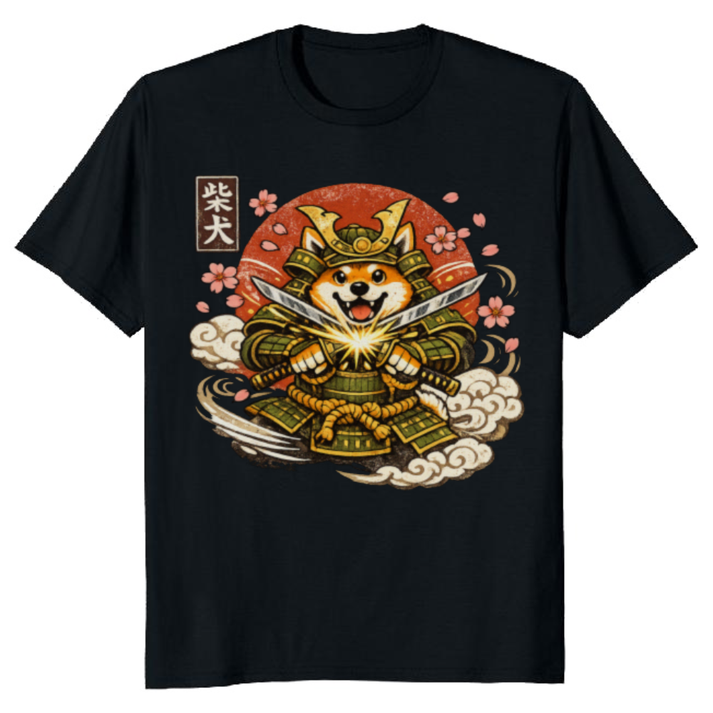 Shiba Samurai Graphic T-Shirt - Gift for Shiba Inu and Japanese Culture Fans