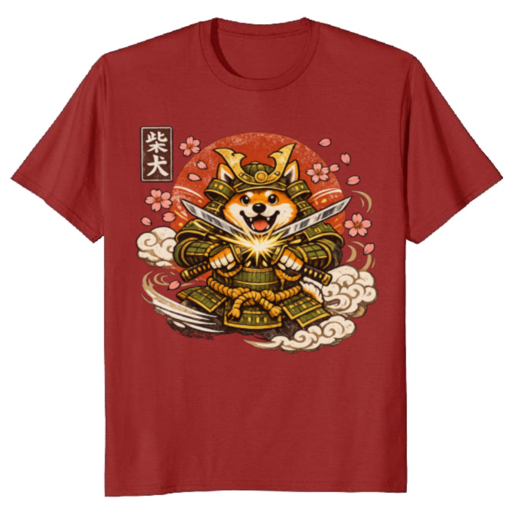 Vintage Shiba Samurai Illustration T-Shirt