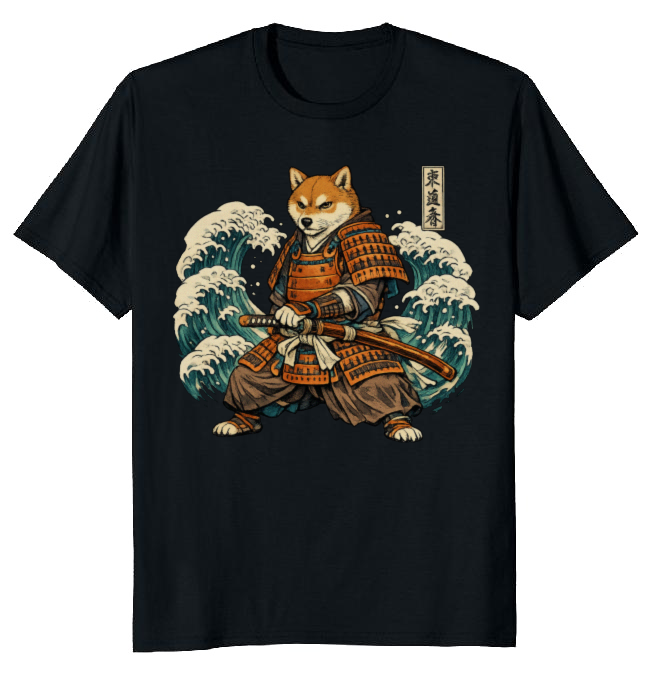 Shiba Samurai Ukiyo-e T-Shirt - Ukiyo-e And Canine Culture Fans