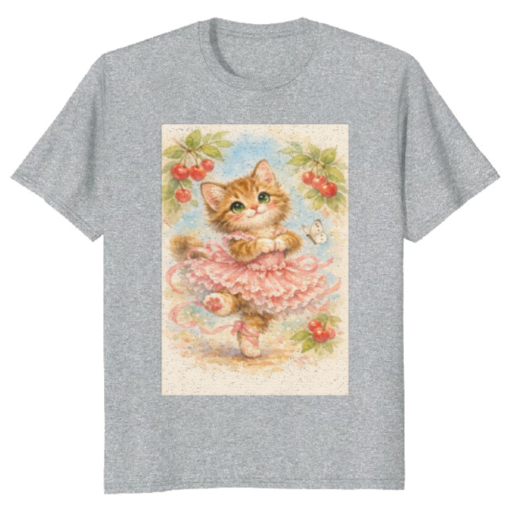 Dreamy Watercolor Kitten Ballerina in a Pirouette T-Shirt