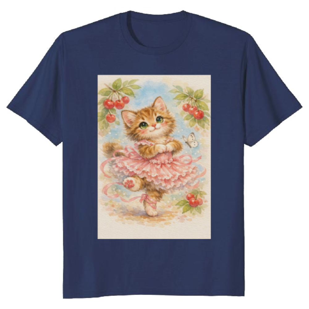Dreamy Watercolor Kitten Ballerina in a Pirouette T-Shirt