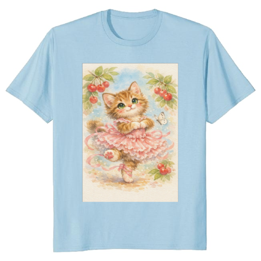 Dreamy Watercolor Kitten Ballerina in a Pirouette T-Shirt