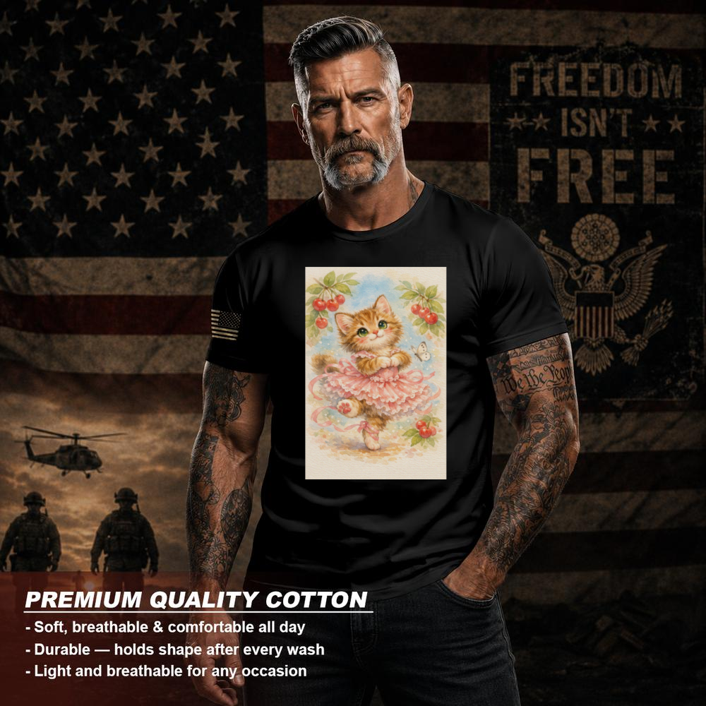 Dreamy Watercolor Kitten Ballerina in a Pirouette T-Shirt