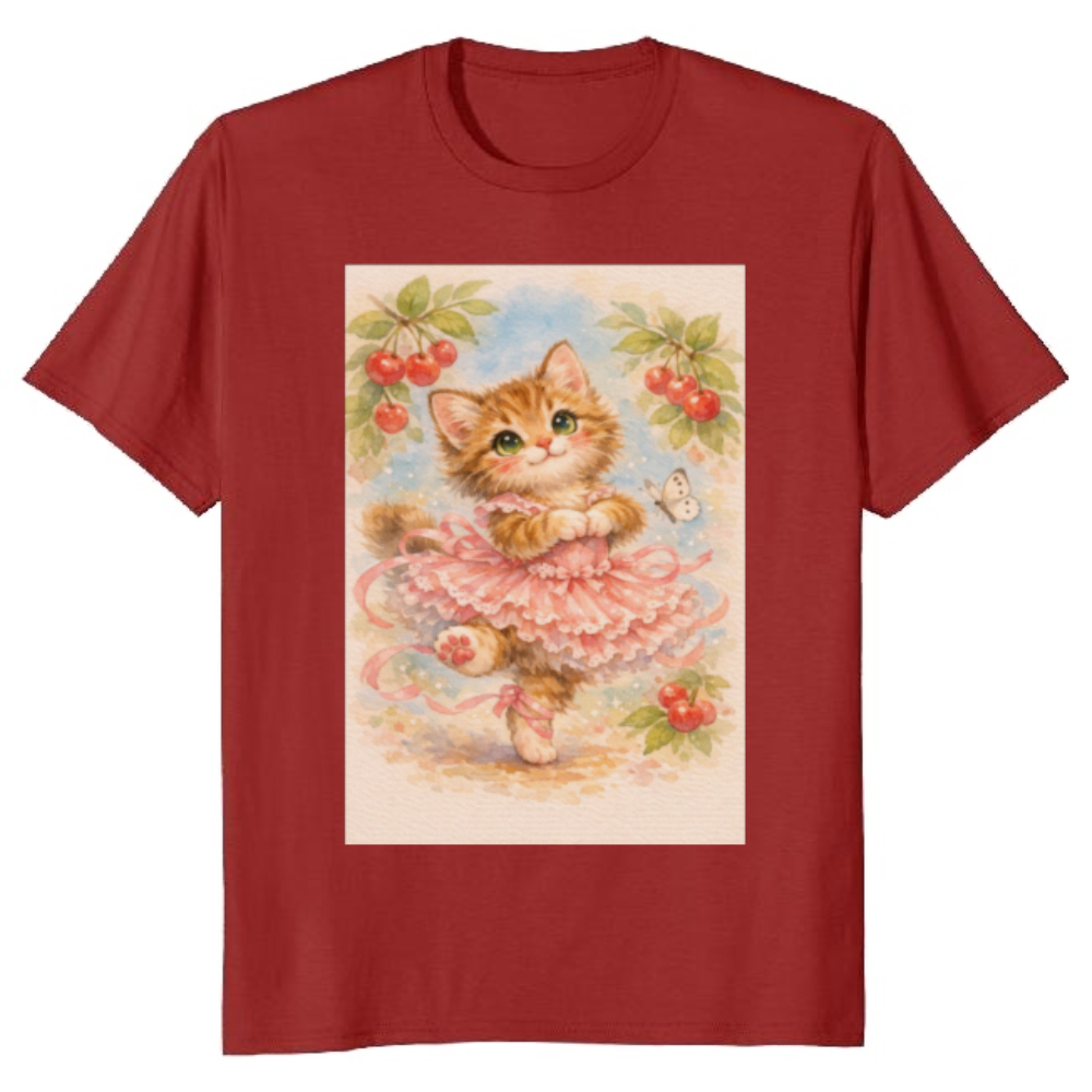 Dreamy Watercolor Kitten Ballerina in a Pirouette T-Shirt