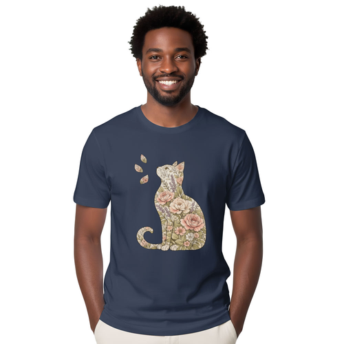 Elegant Cat Graphic T-Shirt - Gift for Cottagecore Cat Lovers