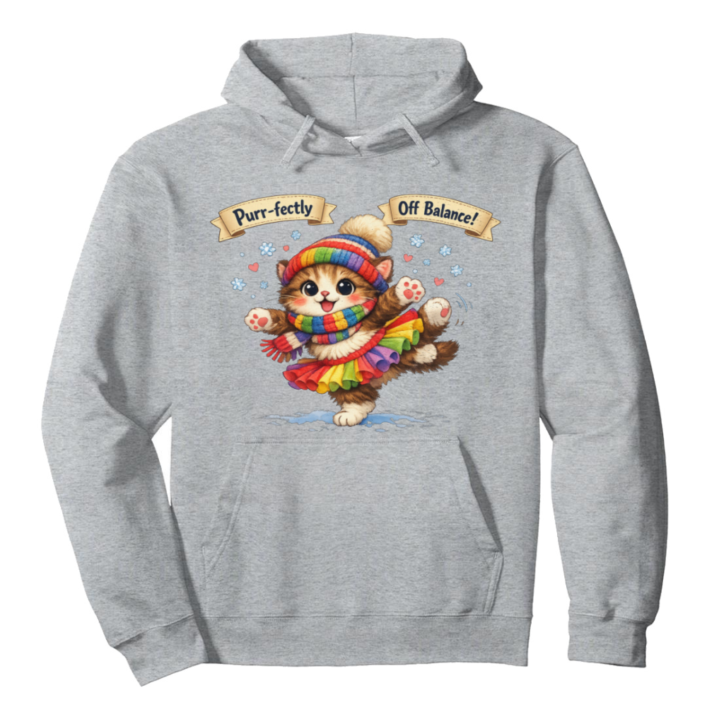 Tiny Cat Snow Ballet Pullover Hoodie - Snow Day Ballet