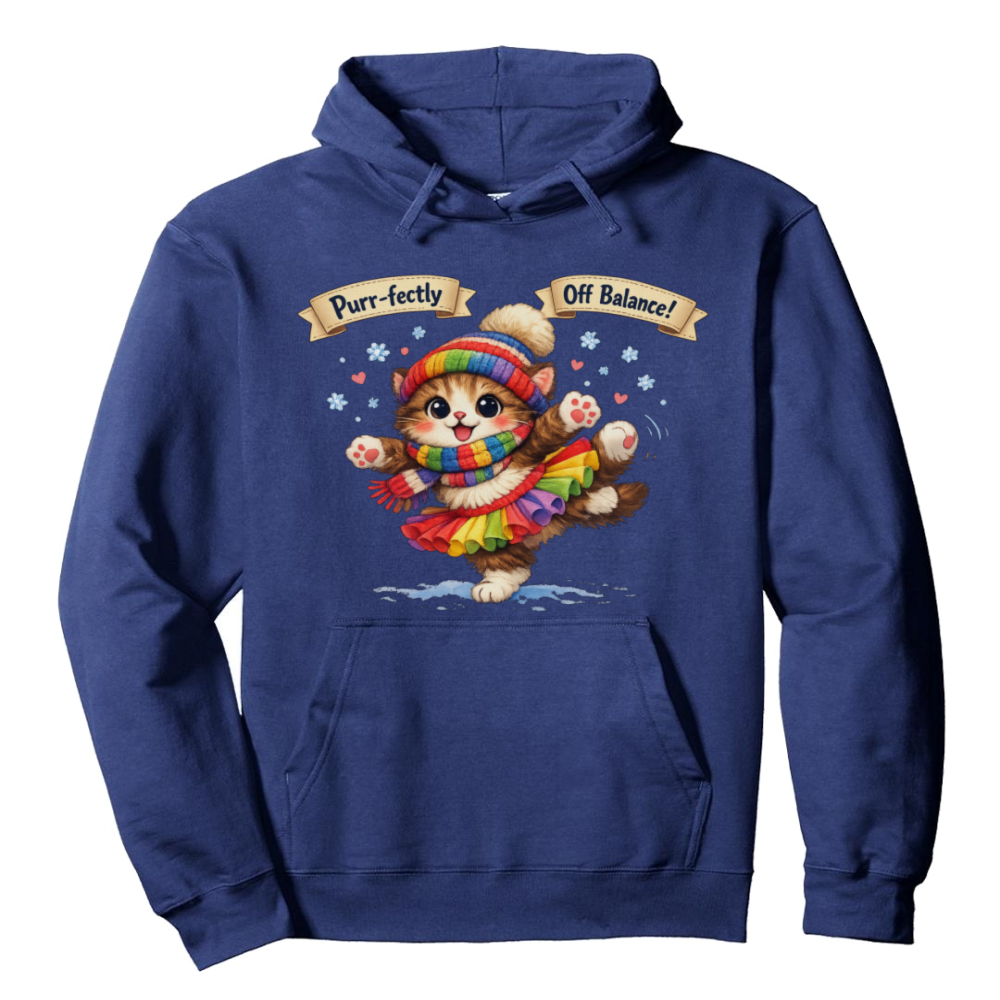 Tiny Cat Snow Ballet Pullover Hoodie - Snow Day Ballet