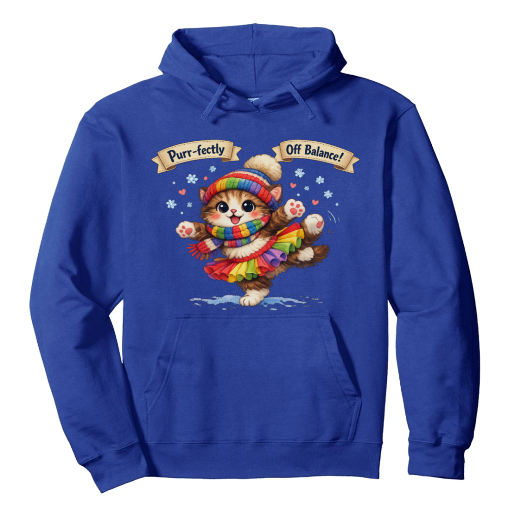 Tiny Cat Snow Ballet Pullover Hoodie - Snow Day Ballet