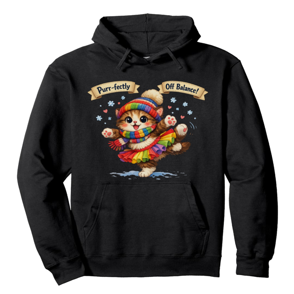 Tiny Cat Snow Ballet Pullover Hoodie - Snow Day Ballet