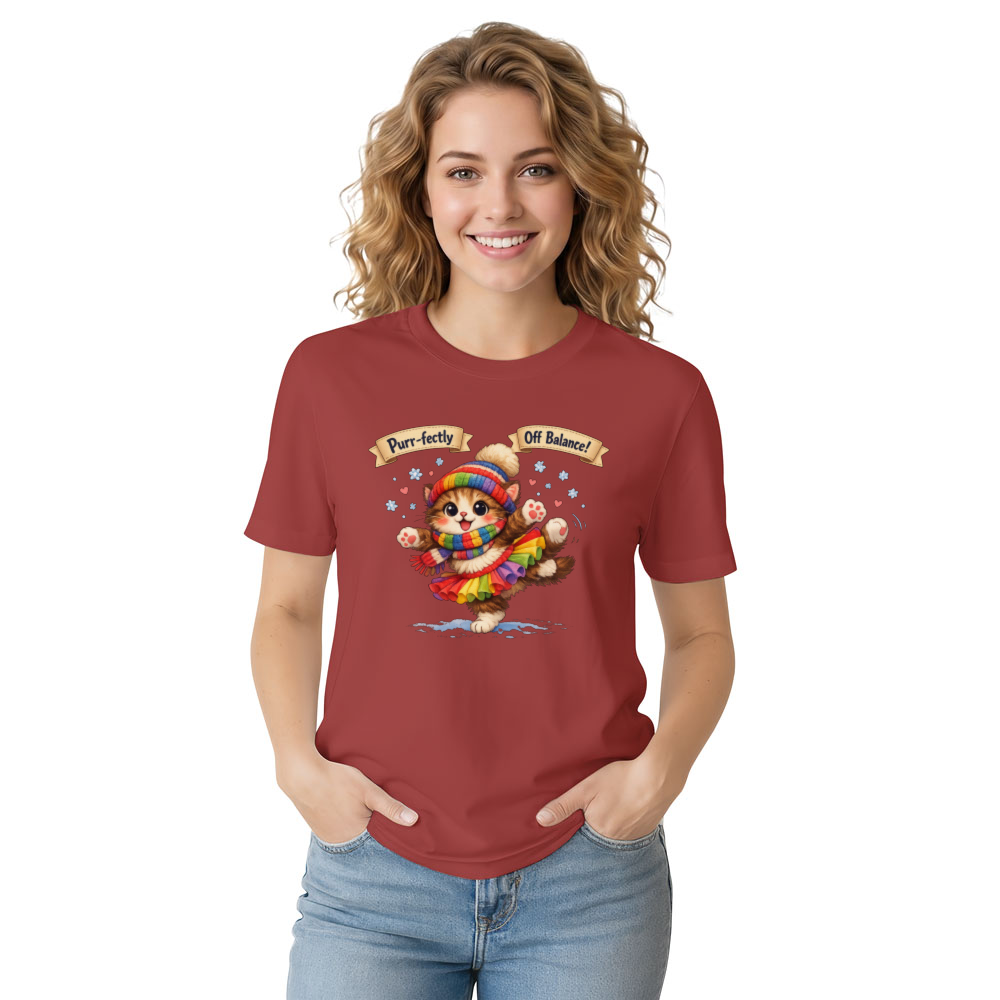 Tiny Cat Clumsy Snow Ballet T-Shirt - Ski Trip