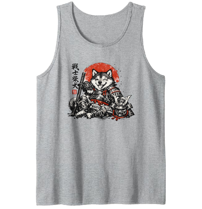 Shiba Samurai Sumi-E Tanktop - Pet Lovers And Japanese Art Fans