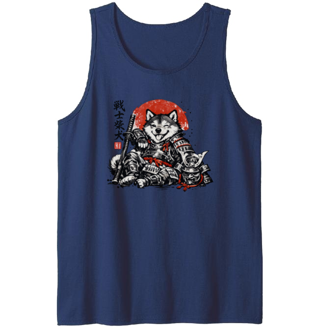Shiba Samurai Sumi-E Tanktop - Pet Lovers And Japanese Art Fans