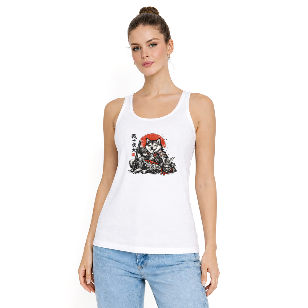 Shiba Samurai Sumi-E Tanktop - Pet Lovers And Japanese Art Fans