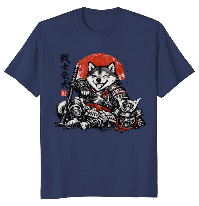 Shiba Samurai Sumi-e T-Shirt - Pet Lovers And Japanese Art Fans