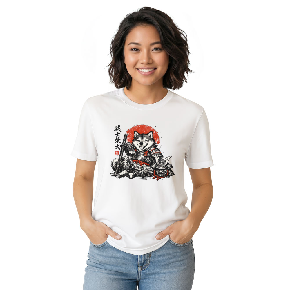Shiba Samurai Sumi-e T-Shirt - Pet Lovers And Japanese Art Fans