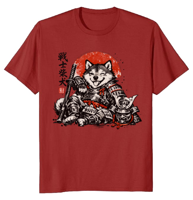 Shiba Samurai Sumi-e T-Shirt - Pet Lovers And Japanese Art Fans