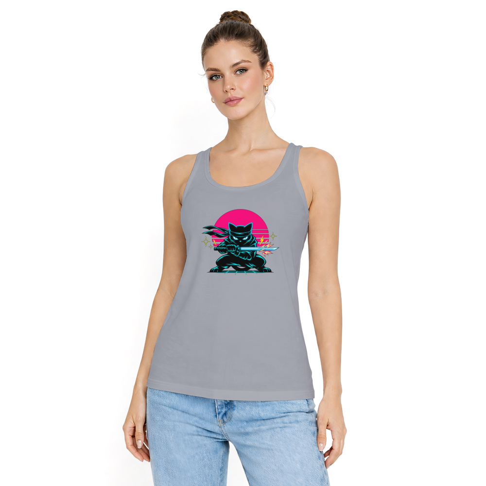 Ninja Cat Neon Shinobi Tanktop - Synthwave Night Out
