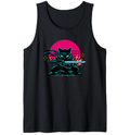 Ninja Cat Neon Shinobi Tanktop - Synthwave Night Out