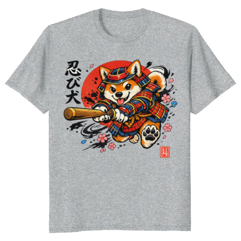 Shiba Samurai Graphic T-Shirt - Gift for Anime and Dog Lovers