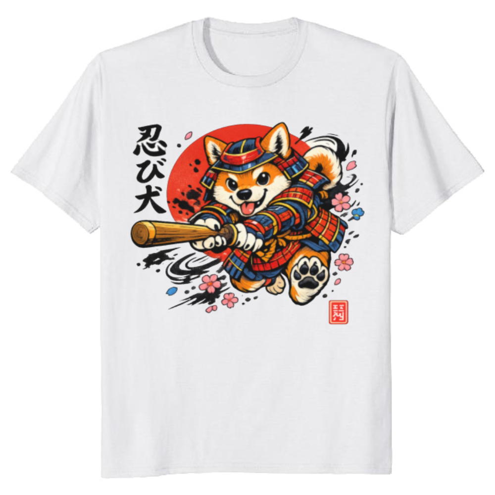 Shiba Samurai Graphic T-Shirt - Gift for Anime and Dog Lovers