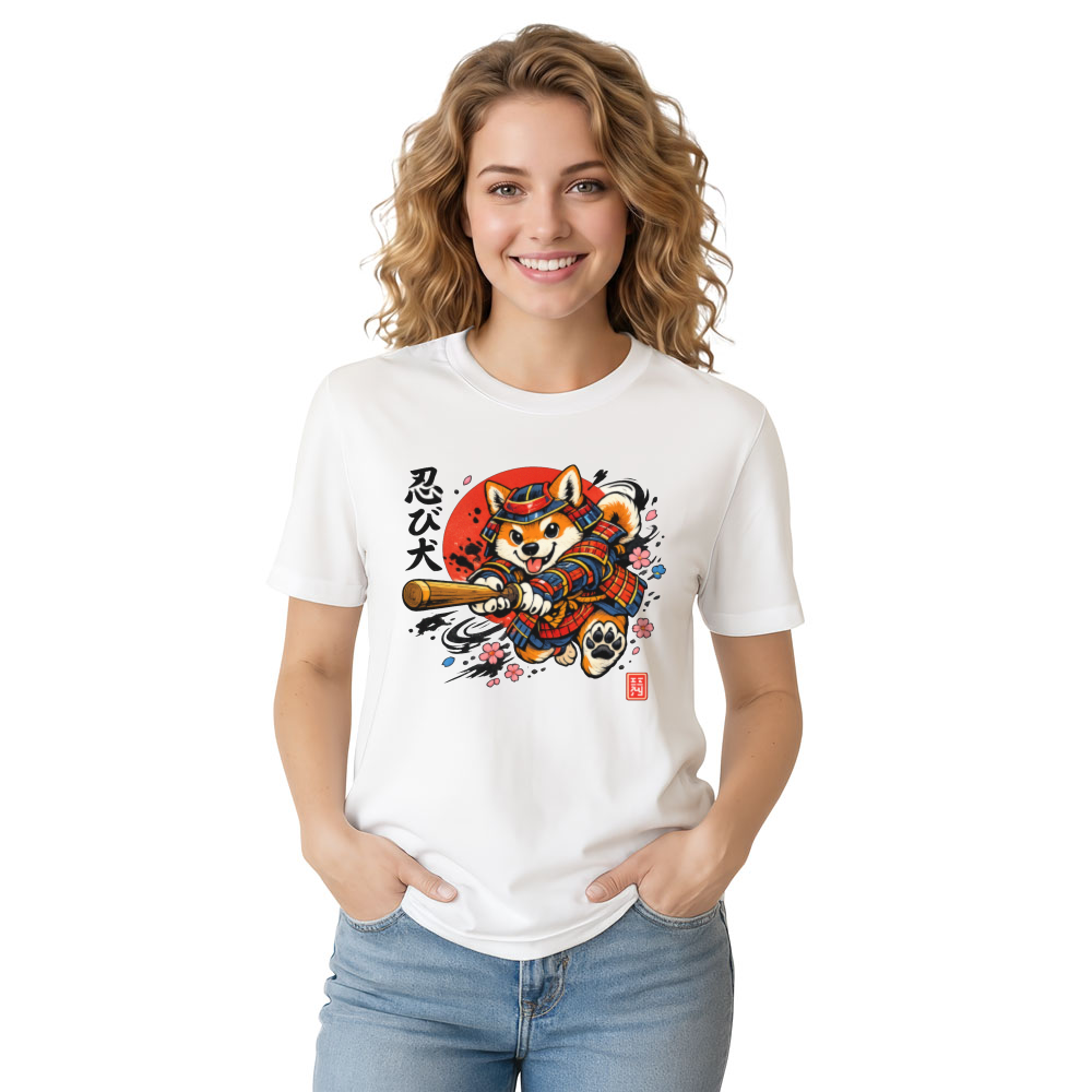 Shiba Samurai Graphic T-Shirt - Gift for Anime and Dog Lovers