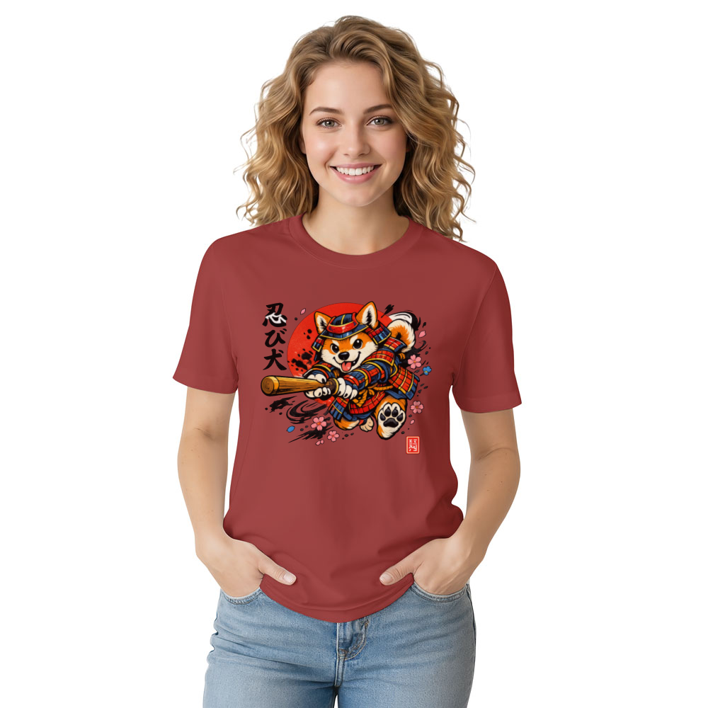 Vintage Shiba Inu in a Sneak Attack Samurai Pose Graphic T-Shirt