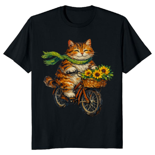 A Tabby Cat Post-Impressionist Starry Ride T-Shirt - Animal Lovers And Art Enthusiasts