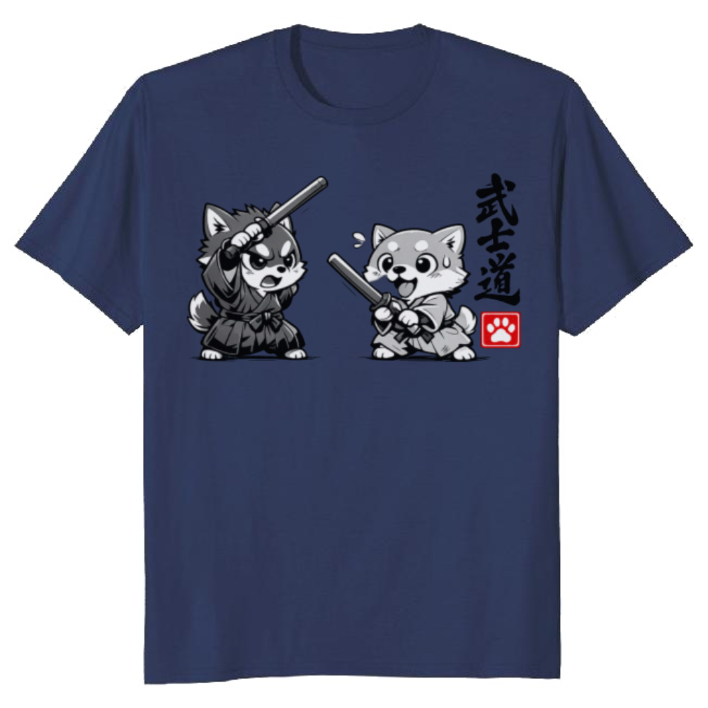 Shiba Samurai Chibi T-Shirt - Pet Owners And Anime Fans