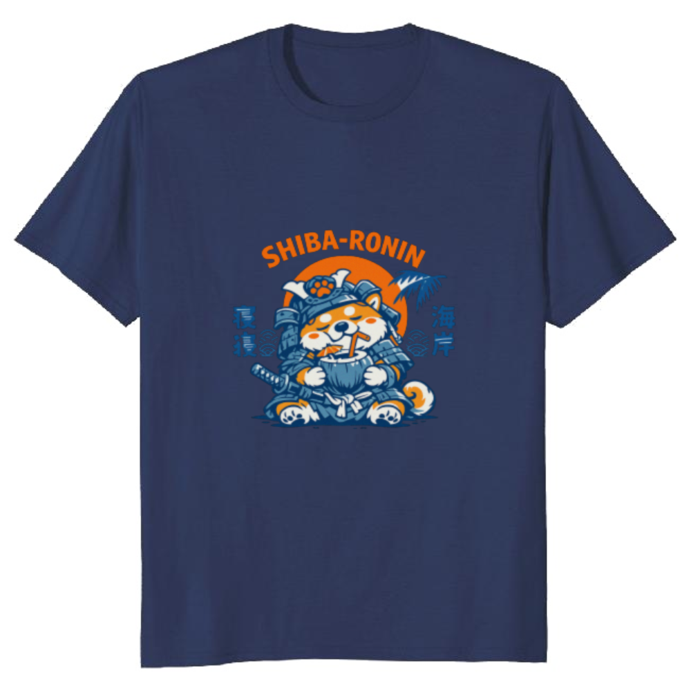 Vintage Shiba Ronin Taking a Day Off at the Beach Graphic T-Shirt