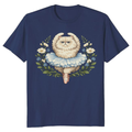 Whimsical Reluctant Persian Cat Ballerina in a Botanical Illustration Graphic T-Shirt