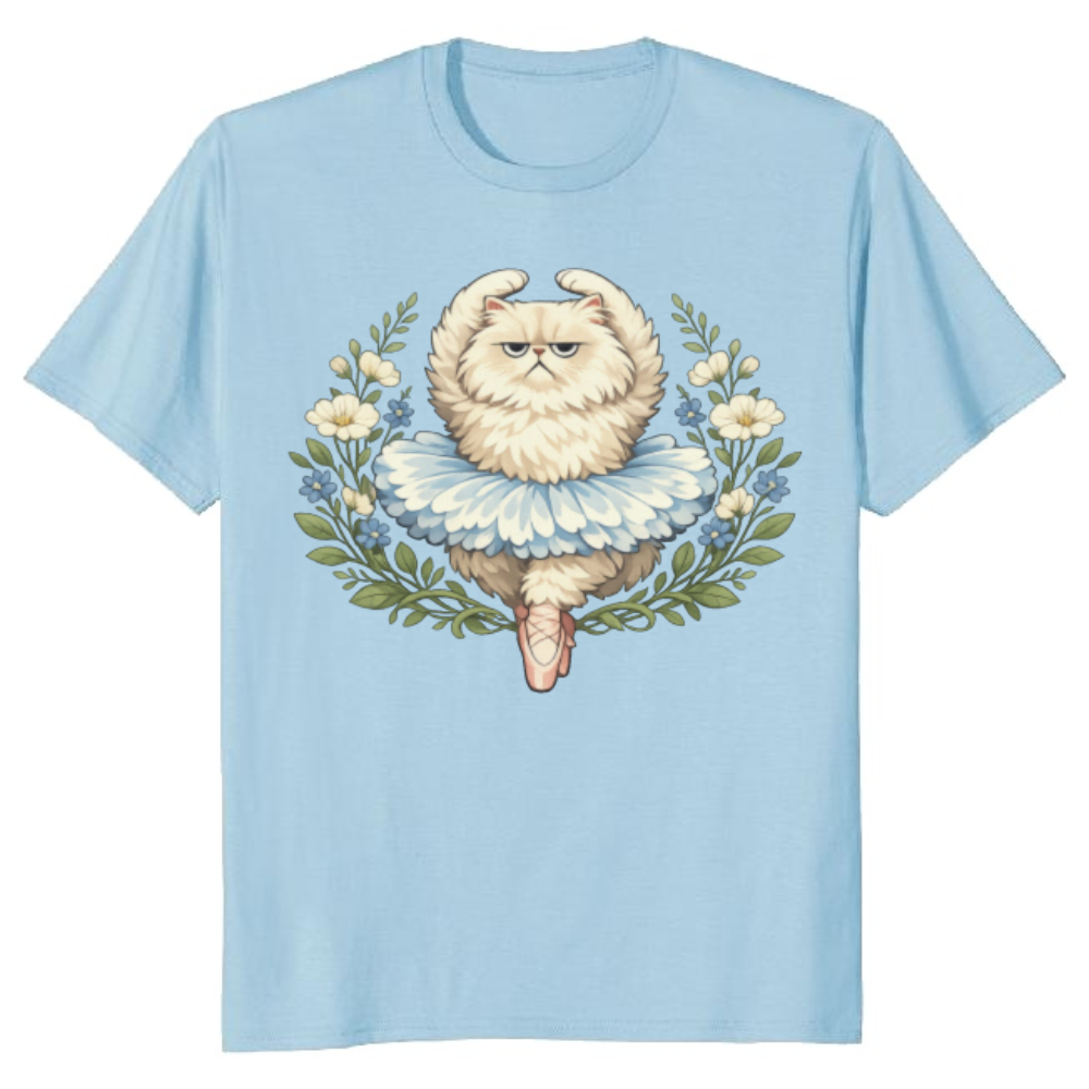 Fluffy Persian Cat T-Shirt - Sarcastic Cottagecore Ballet Gift for Cat Lovers