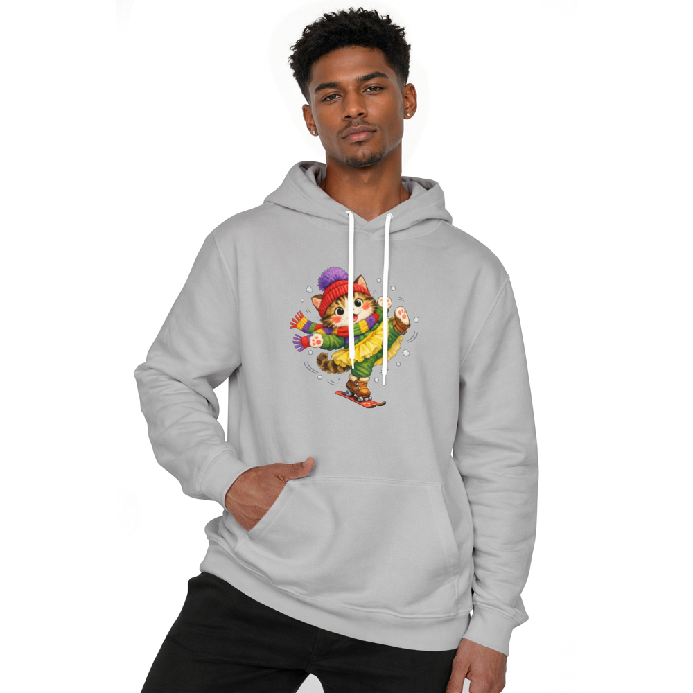 Cute Cat Snow-Ballet Pullover Hoodie - Wholesome Winter Fun