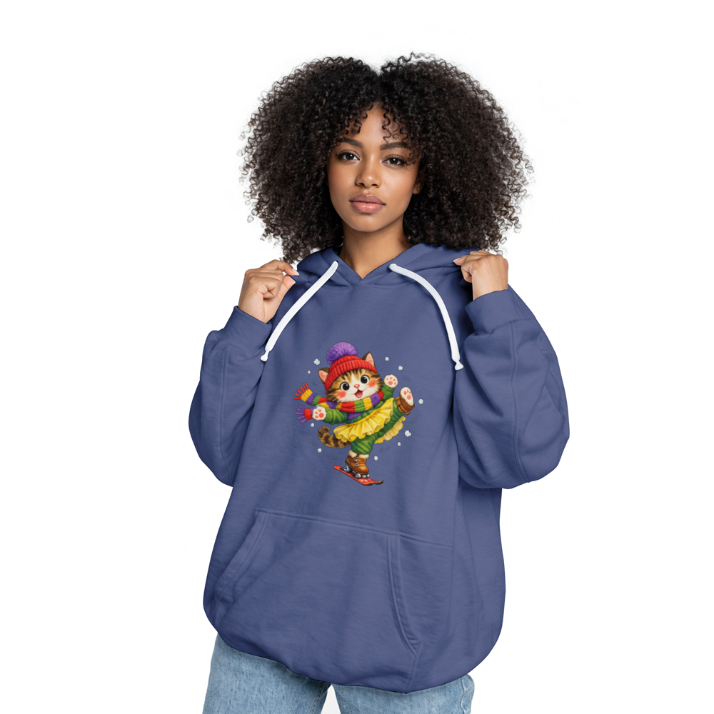 Cute Cat Snow-Ballet Pullover Hoodie - Wholesome Winter Fun