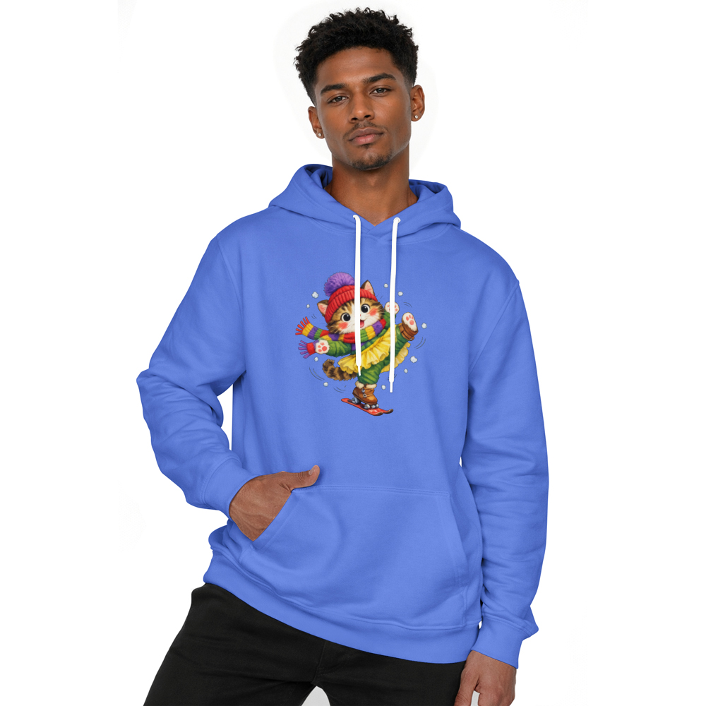 Cute Cat Snow-Ballet Pullover Hoodie - Wholesome Winter Fun