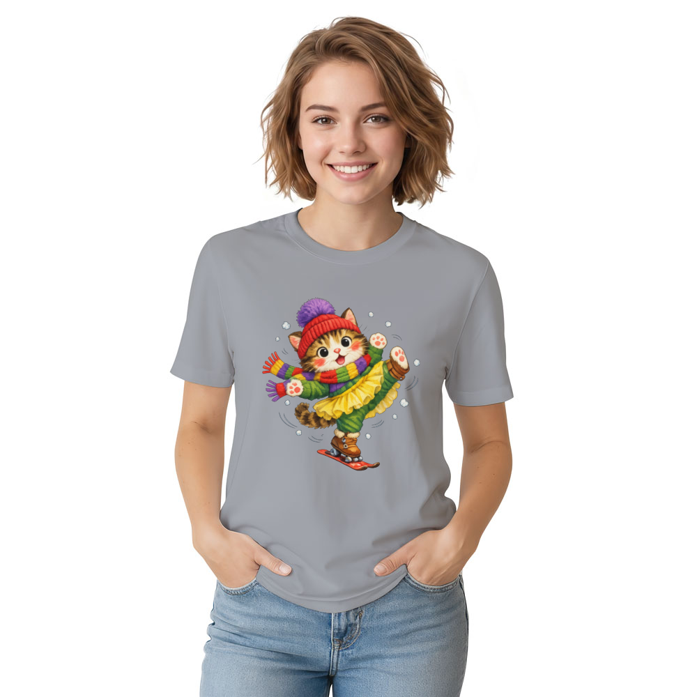 Cute Cat Snow Ballet T-Shirt - Wholesome Winter Apparel