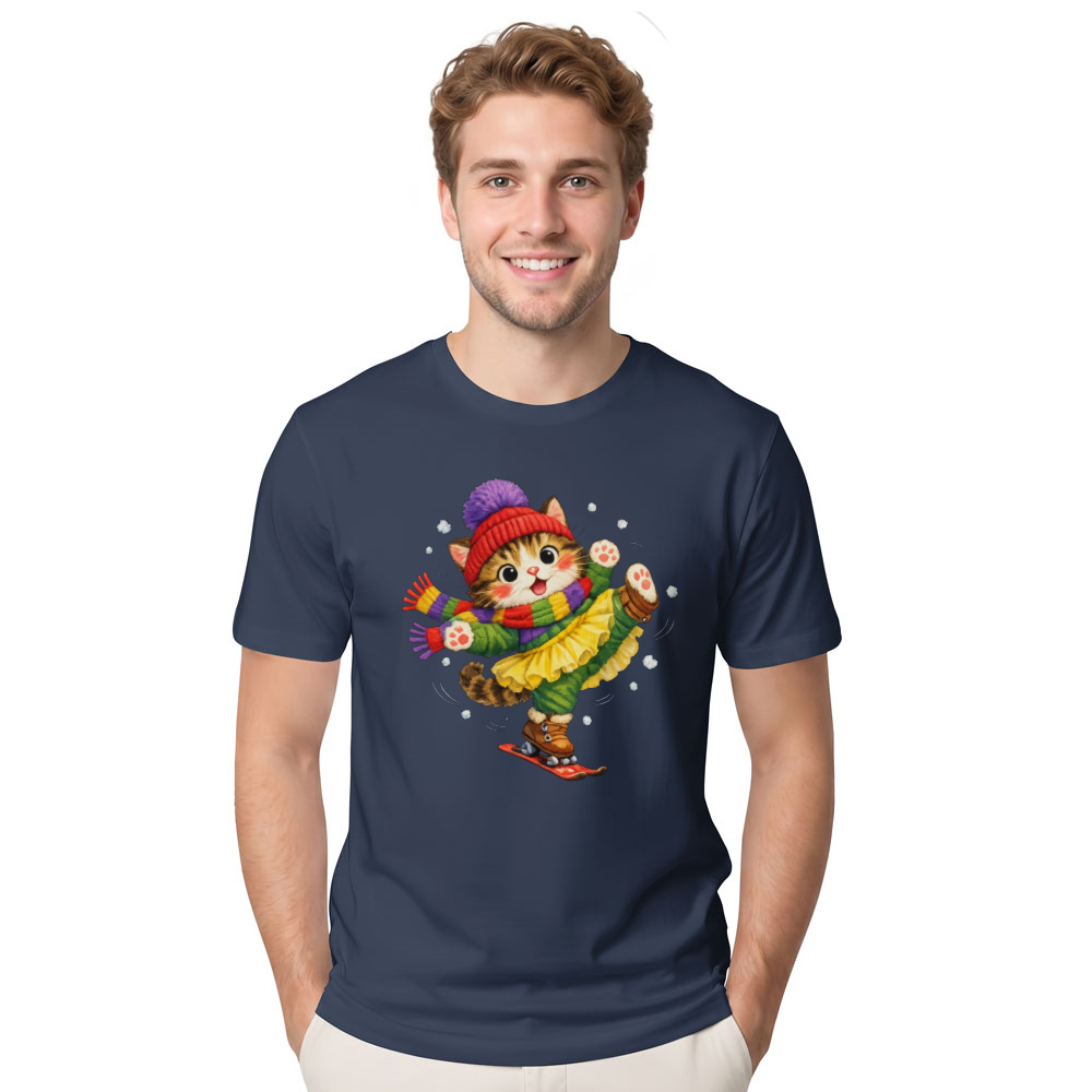 Cute Cat Snow Ballet T-Shirt - Wholesome Winter Apparel