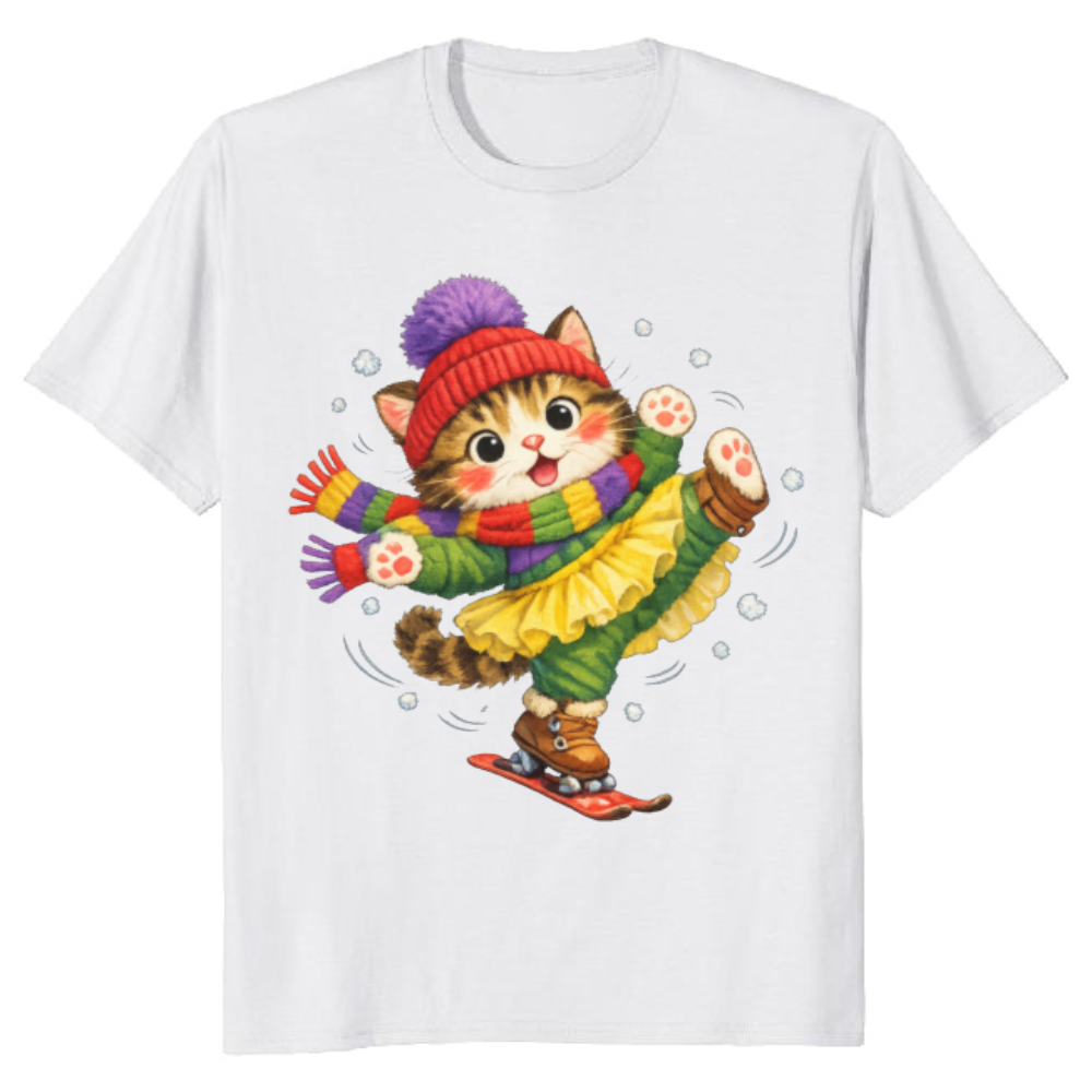 Cute Cat Snow Ballet T-Shirt - Wholesome Winter Apparel