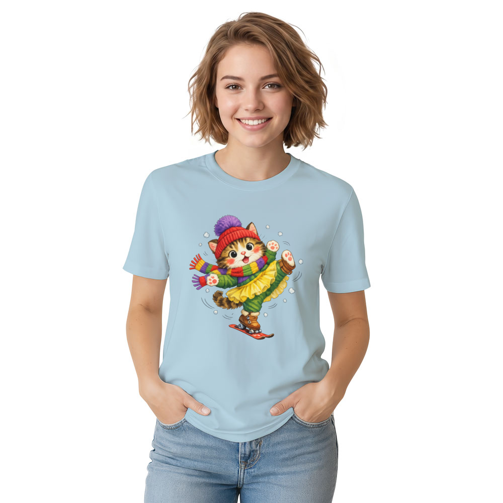 Cute Cat Snow Ballet T-Shirt - Wholesome Winter Apparel