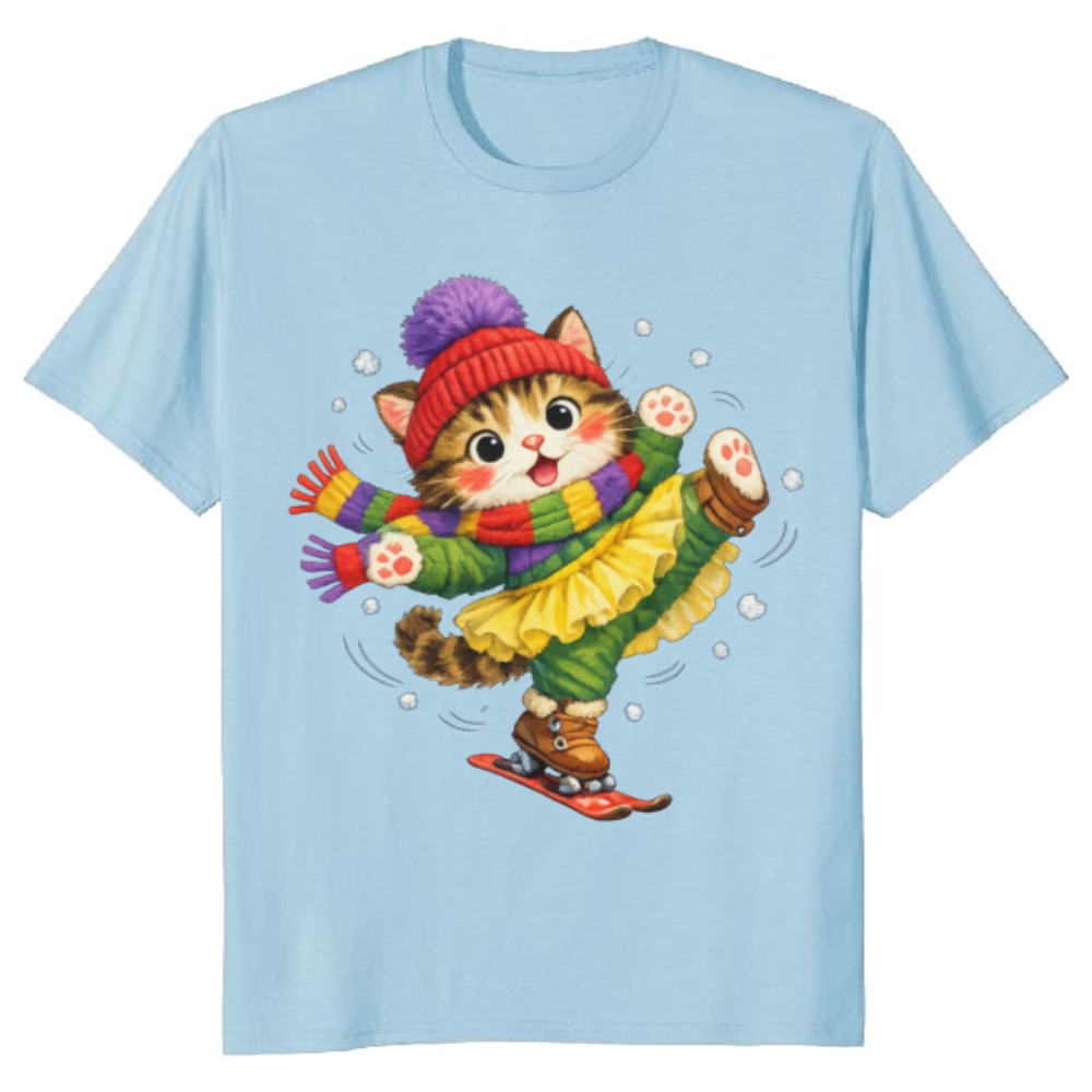 Cute Cat Snow Ballet T-Shirt - Wholesome Winter Apparel
