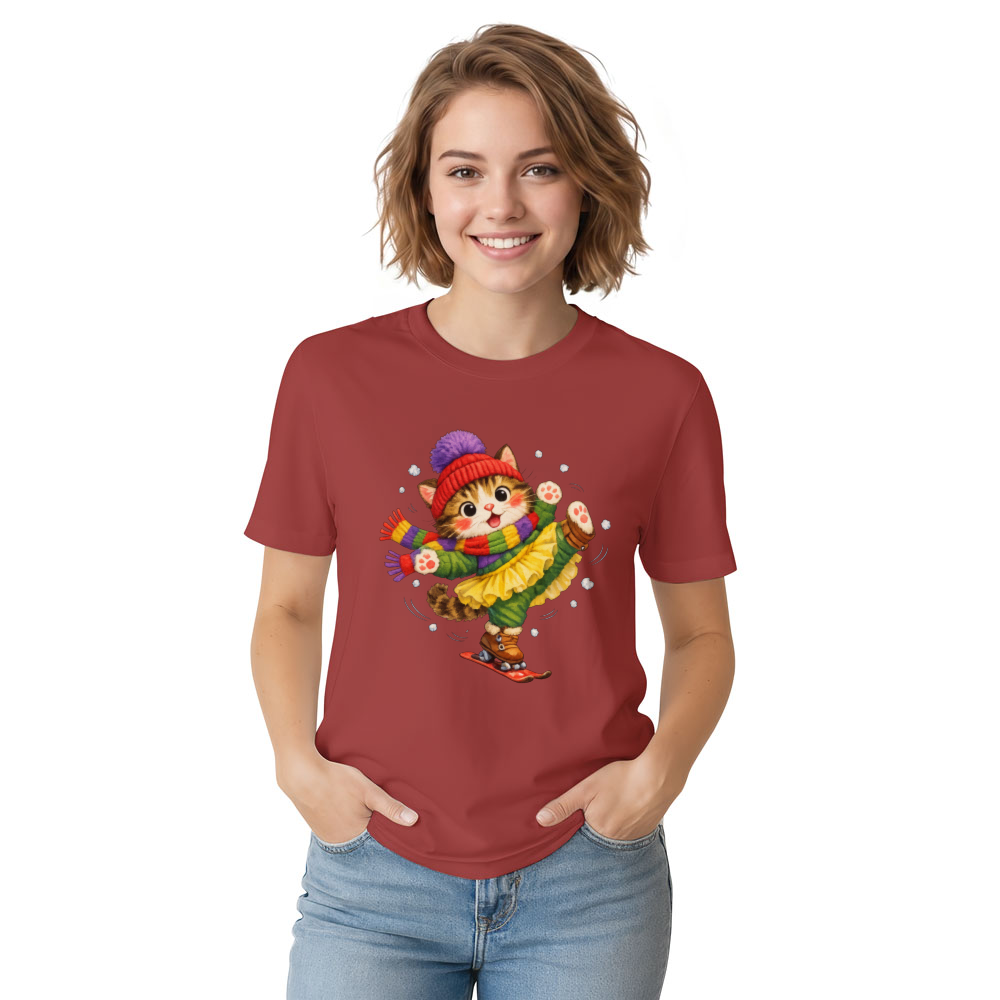 Cute Cat Snow Ballet T-Shirt - Wholesome Winter Apparel