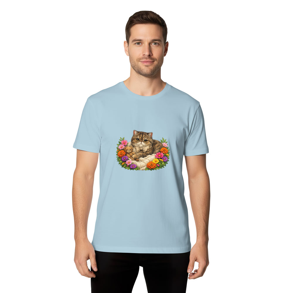 Botanical Exotic Shorthair Cat in a Midnight Garden Graphic T-Shirt