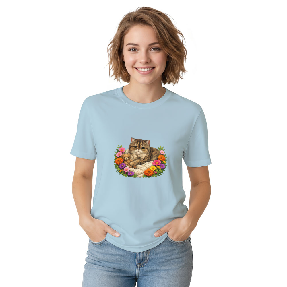 Midnight Floral Exotic Shorthair Illustration Graphic T-Shirt
