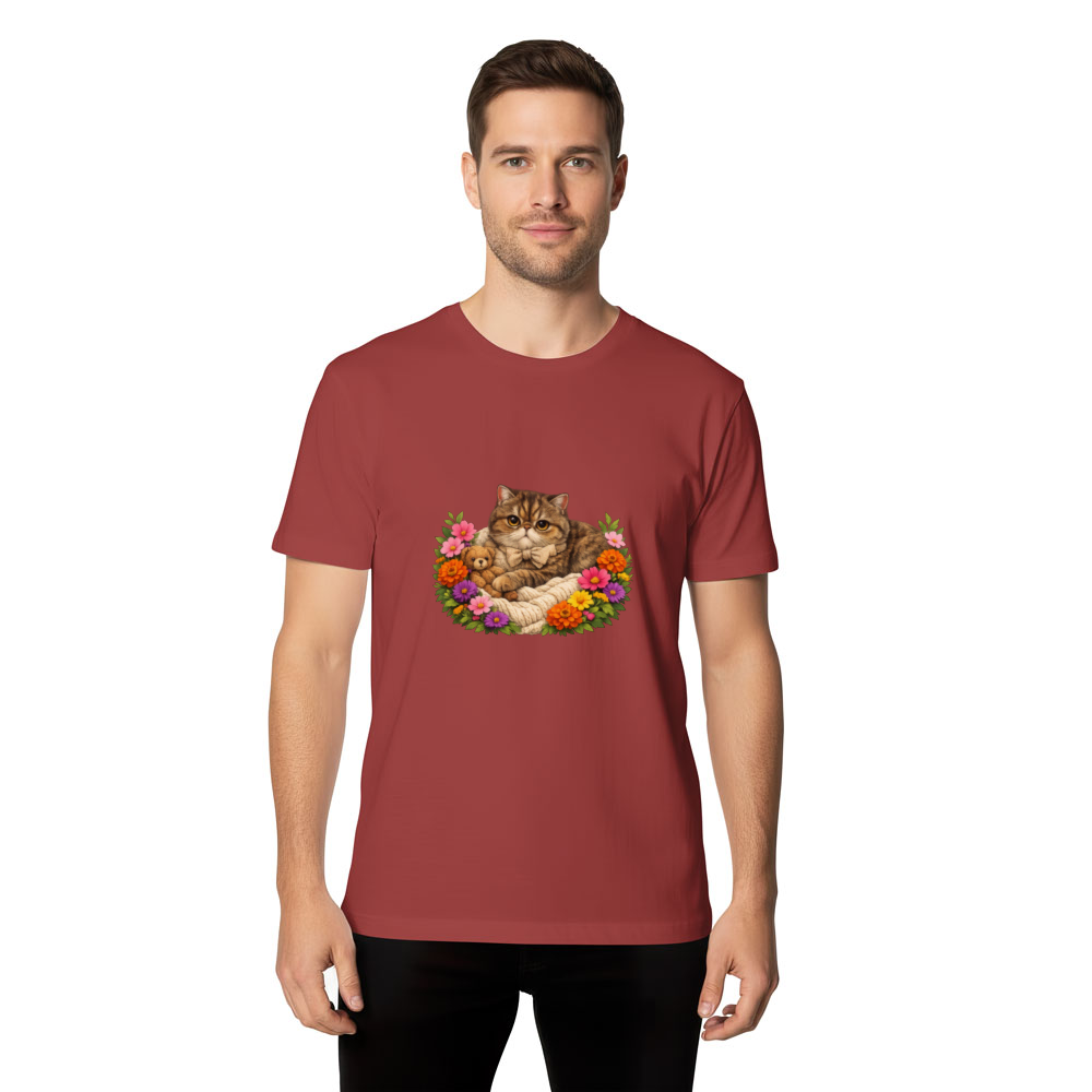 Midnight Floral Exotic Shorthair Illustration Graphic T-Shirt